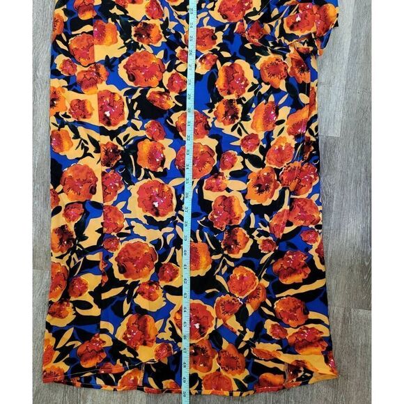 Never Fully Dressed Navy & Orange Floral Wrap Dress Size 8 Dressy Multi-Tie - Picture 8 of 10